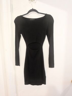 House of Harlow 1960 Black Long-Sleeve Cutout Mini Dress XS